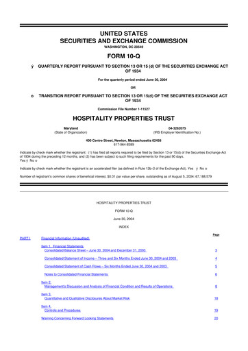Thumbnail Service Properties Trust 10-Q Quarterly Report FY 