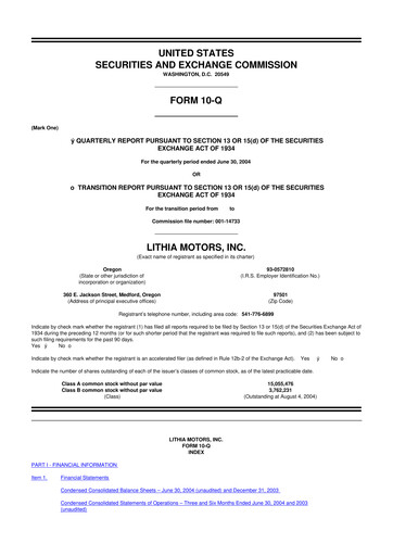 Vorschaubild Lithia Motors 10-Q Quartalsbericht  