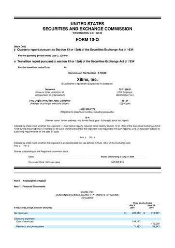 Miniature Xilinx 10-Q Rapport trimestriel  