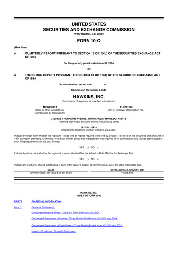 Thumbnail Hawkins 10-Q Quarterly Report FY 