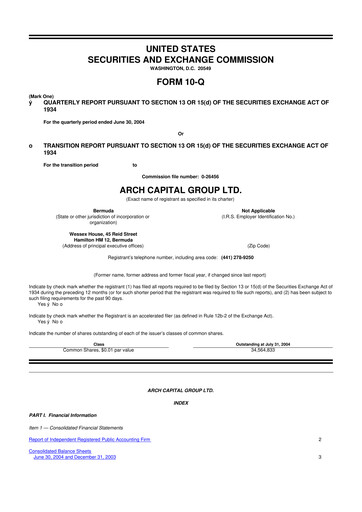Vorschaubild Arch Capital 10-Q Quartalsbericht  