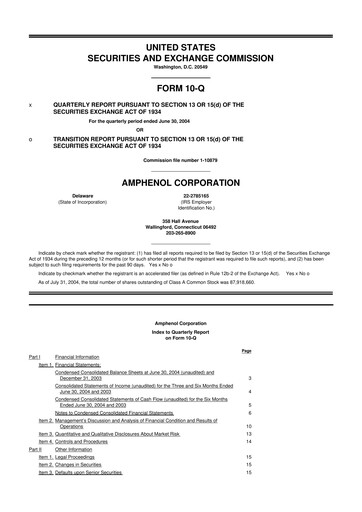 Thumbnail Amphenol 10-Q Quarterly Report FY 