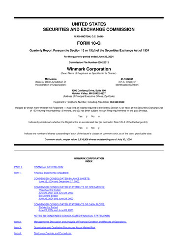 Thumbnail Winmark 10-Q Quarterly Report FY 