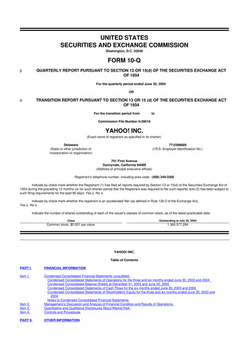 Thumbnail Yahoo Inc. 10-Q Quarterly Report FY 