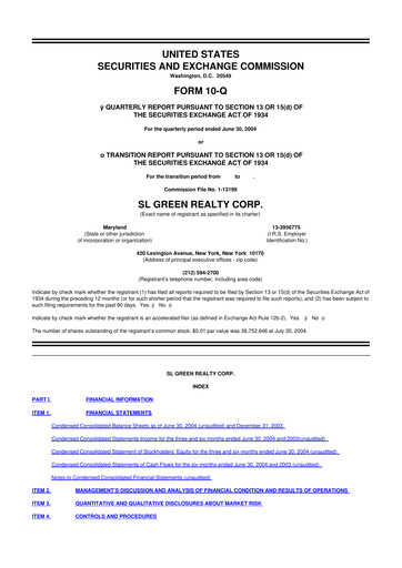Thumbnail SL Green Realty
 10-Q Quarterly Report FY 