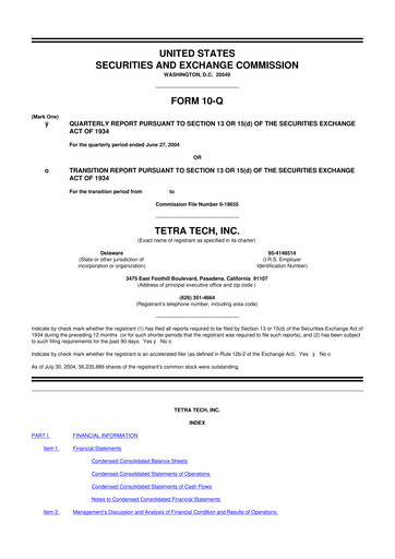 Thumbnail Tetra Tech
 10-Q Quarterly Report FY 