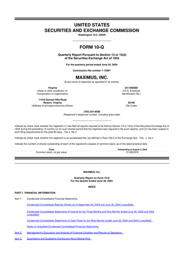 Thumbnail Maximus 10-Q Quarterly Report FY 