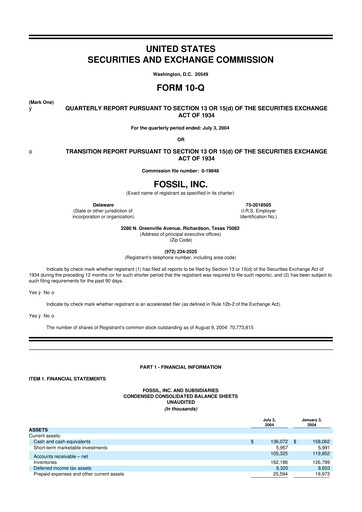 Thumbnail Fossil Group 10-Q Quarterly Report FY 