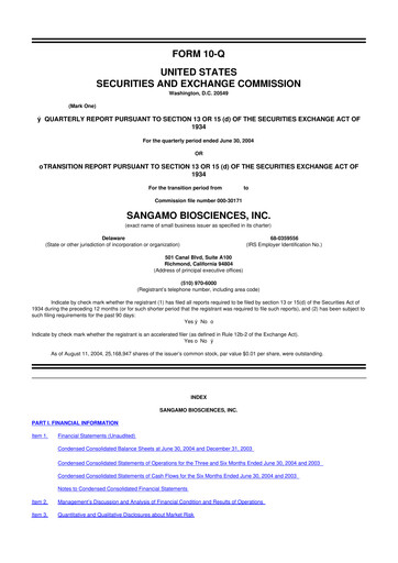 Thumbnail Sangamo Therapeutics
 10-Q Quarterly Report FY 
