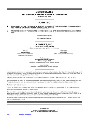 Vorschaubild Carter's 10-Q Quartalsbericht  
