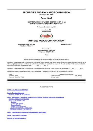 Thumbnail Hormel Foods 10-Q Quarterly Report FY 