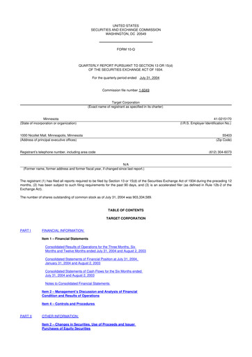 Miniature Target 10-Q Rapport trimestriel  