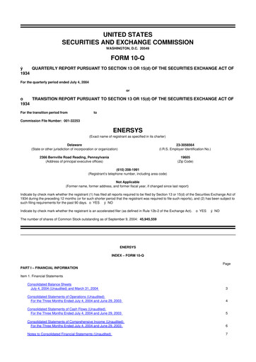 Thumbnail EnerSys 10-Q Quarterly Report FY 