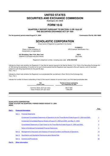 Thumbnail Scholastic 10-Q Quarterly Report FY 
