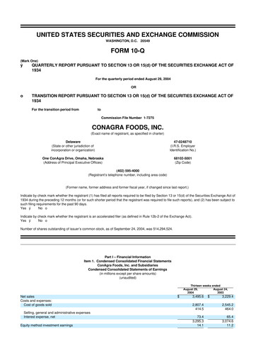 Thumbnail Conagra Brands
 10-Q Quarterly Report FY 