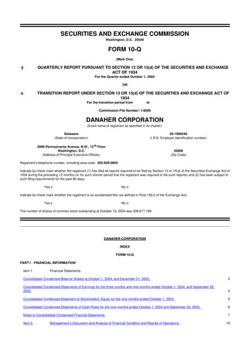 Miniature Danaher 10-Q Rapport trimestriel  