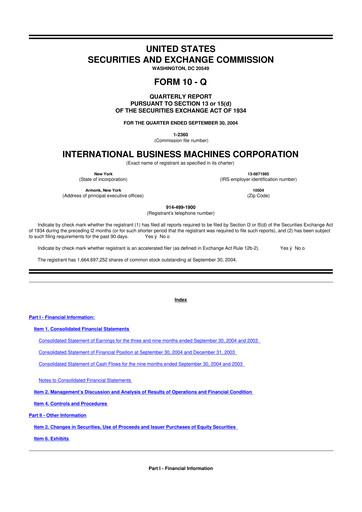 Vorschaubild IBM 10-Q Quartalsbericht  