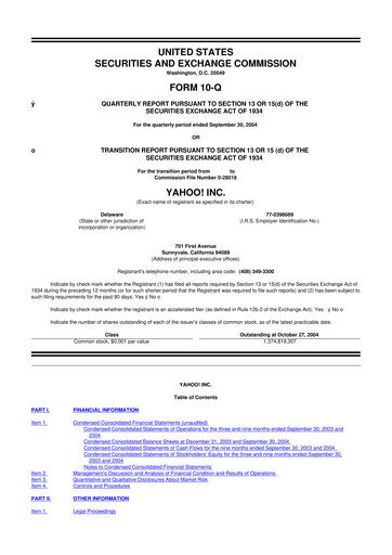 Thumbnail Yahoo Inc. 10-Q Quarterly Report FY 