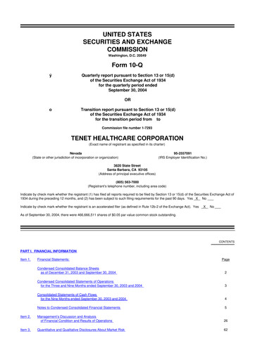 Thumbnail Tenet Healthcare 10-Q Quarterly Report FY 
