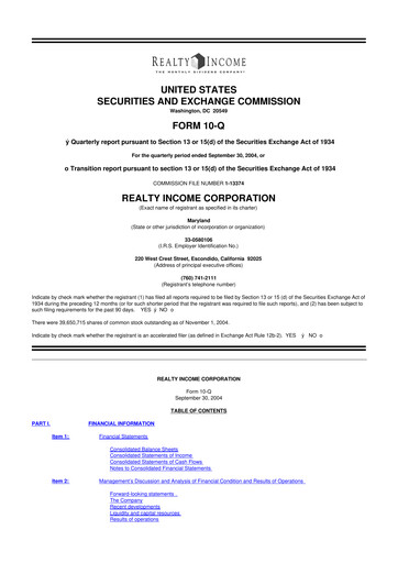 Vorschaubild Realty Income 10-Q Quartalsbericht  