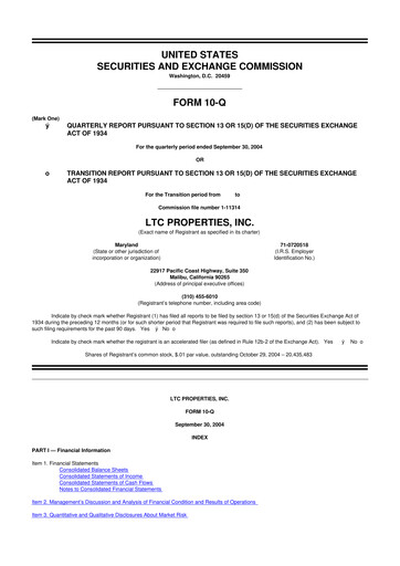 Thumbnail LTC Properties 10-Q Quarterly Report FY 