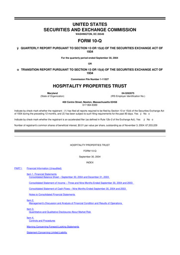 Thumbnail Service Properties Trust 10-Q Quarterly Report FY 