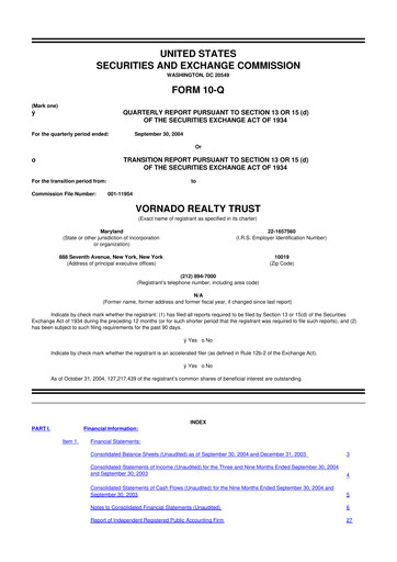Thumbnail Vornado Realty Trust
 10-Q Quarterly Report FY 