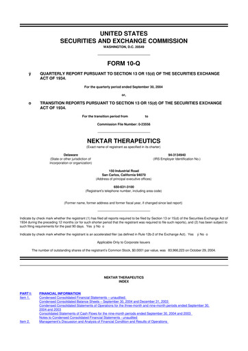 Thumbnail Nektar Therapeutics
 10-Q Quarterly Report FY 