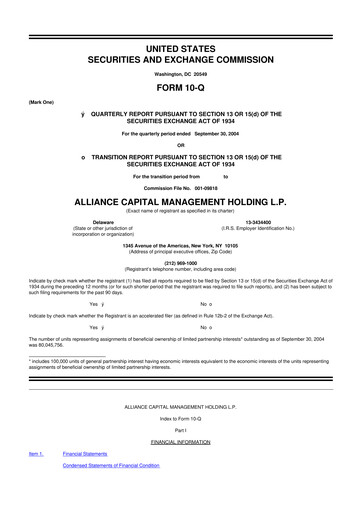 Thumbnail AllianceBernstein 10-Q Quarterly Report FY 