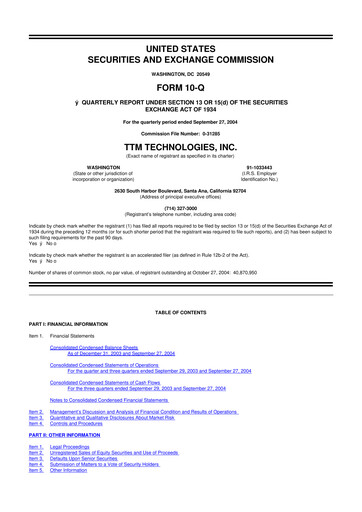 Thumbnail TTM Technologies
 10-Q Quarterly Report FY 