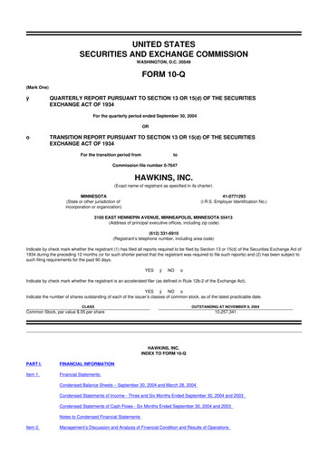 Thumbnail Hawkins 10-Q Quarterly Report FY 