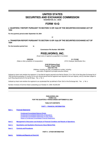 Miniature Pixelworks 10-Q Rapport trimestriel  