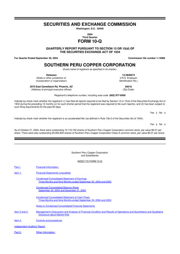 Thumbnail Southern Copper 10-Q Quarterly Report FY 