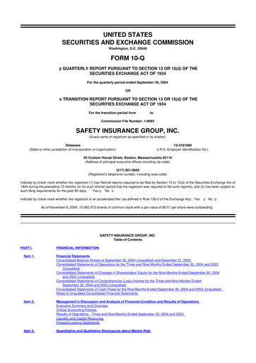 Miniature Safety Insurance
 10-Q Rapport trimestriel  