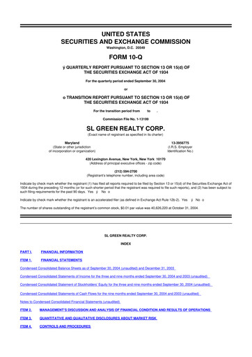Thumbnail SL Green Realty
 10-Q Quarterly Report FY 