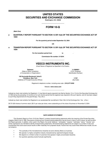Thumbnail Veeco
 10-Q Quarterly Report FY 