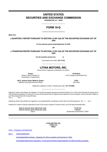 Vorschaubild Lithia Motors 10-Q Quartalsbericht  