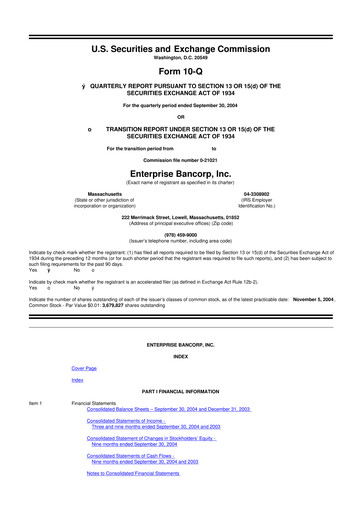 Thumbnail Enterprise Bancorp 10-Q Quarterly Report FY 