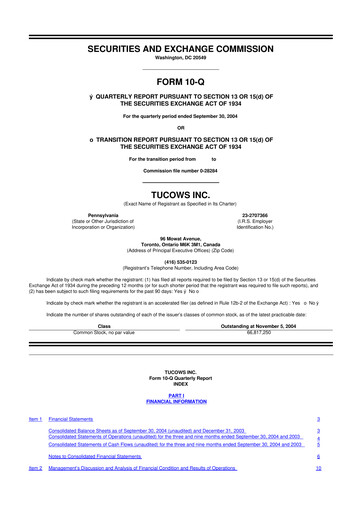 Thumbnail Tucows 10-Q Quarterly Report FY 