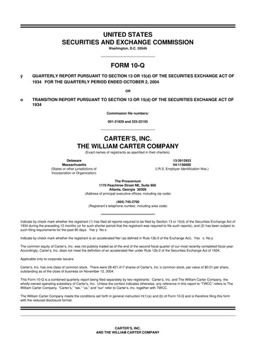 Vorschaubild Carter's 10-Q Quartalsbericht  
