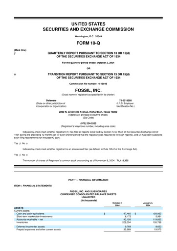 Thumbnail Fossil Group 10-Q Quarterly Report FY 