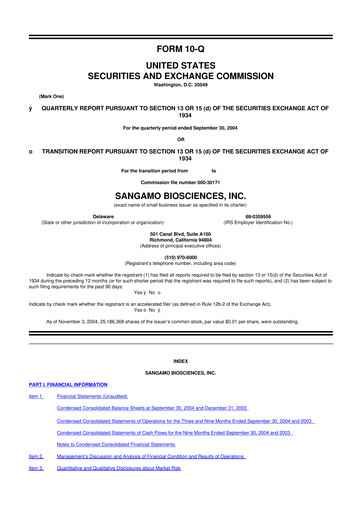 Thumbnail Sangamo Therapeutics
 10-Q Quarterly Report FY 