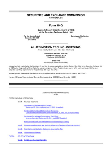 Thumbnail Allient 10-Q Quarterly Report FY 