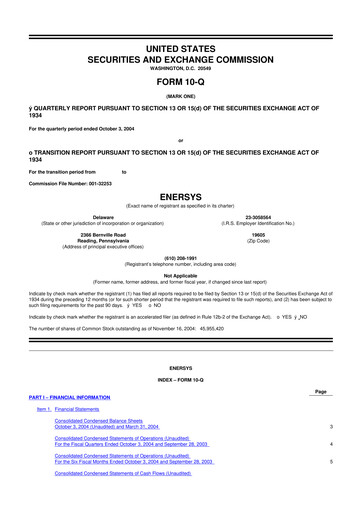 Thumbnail EnerSys 10-Q Quarterly Report FY 