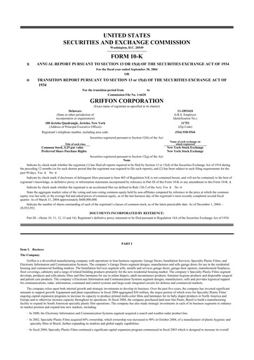 Thumbnail Griffon Corporation
 10-K Annual Report 