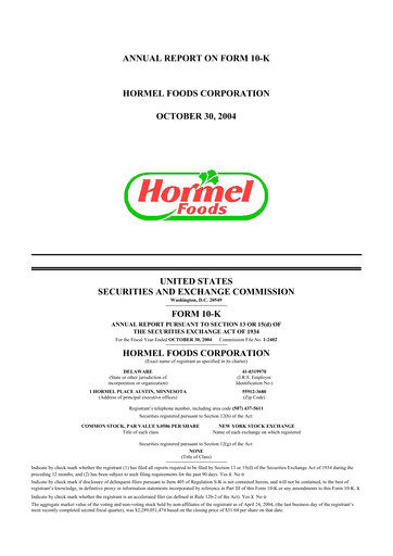 Thumbnail Hormel Foods 10-K Annual Report 