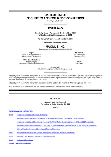 Thumbnail Maximus 10-Q Quarterly Report FY 