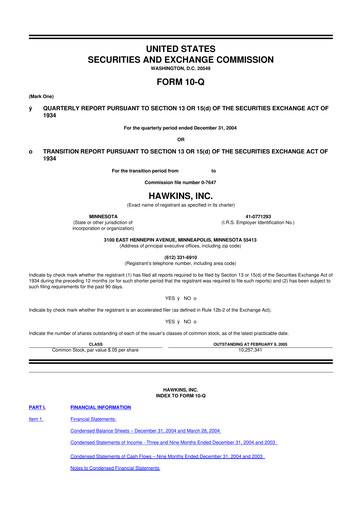 Thumbnail Hawkins 10-Q Quarterly Report FY 