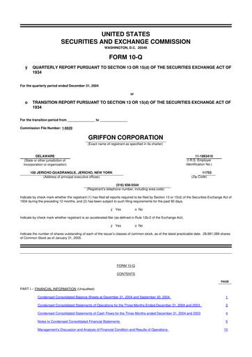 Thumbnail Griffon Corporation
 10-Q Quarterly Report FY 