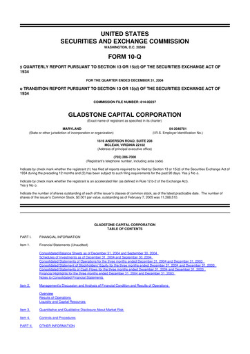 Thumbnail Gladstone Capital Corporation 10-Q Quarterly Report FY 